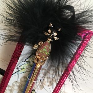 Betsey Johnson Gold Tone Black Cat Pen